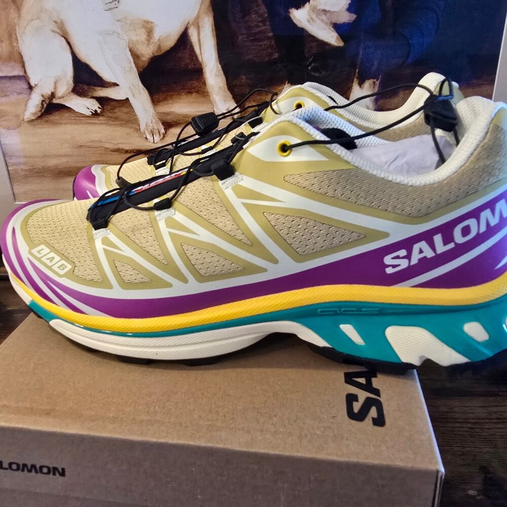 Salomon XT-6 Antique Gold/Transparent Yellow L47886500 Hiking Shoes Mens US 10.5 - Picture 5 of 16